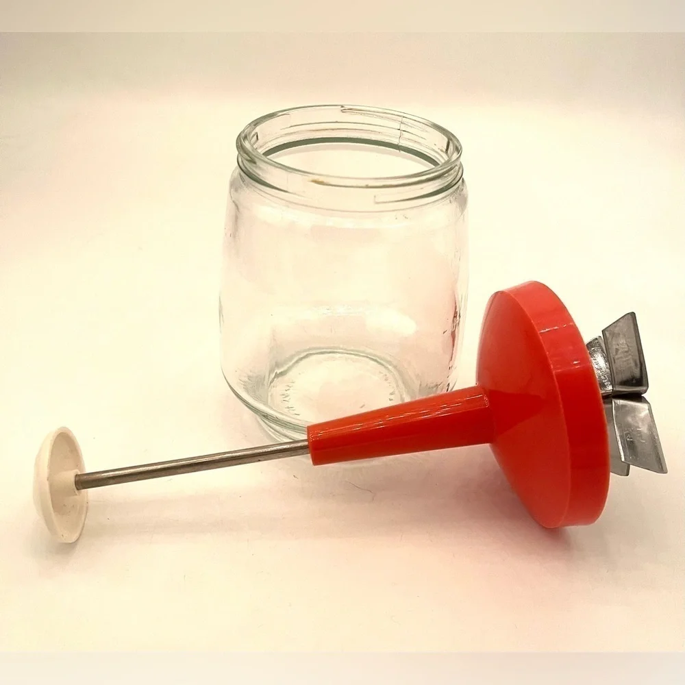 Retro Federal Housewares Orange Nut Chopper Push Top Vegetables Nuts Glass